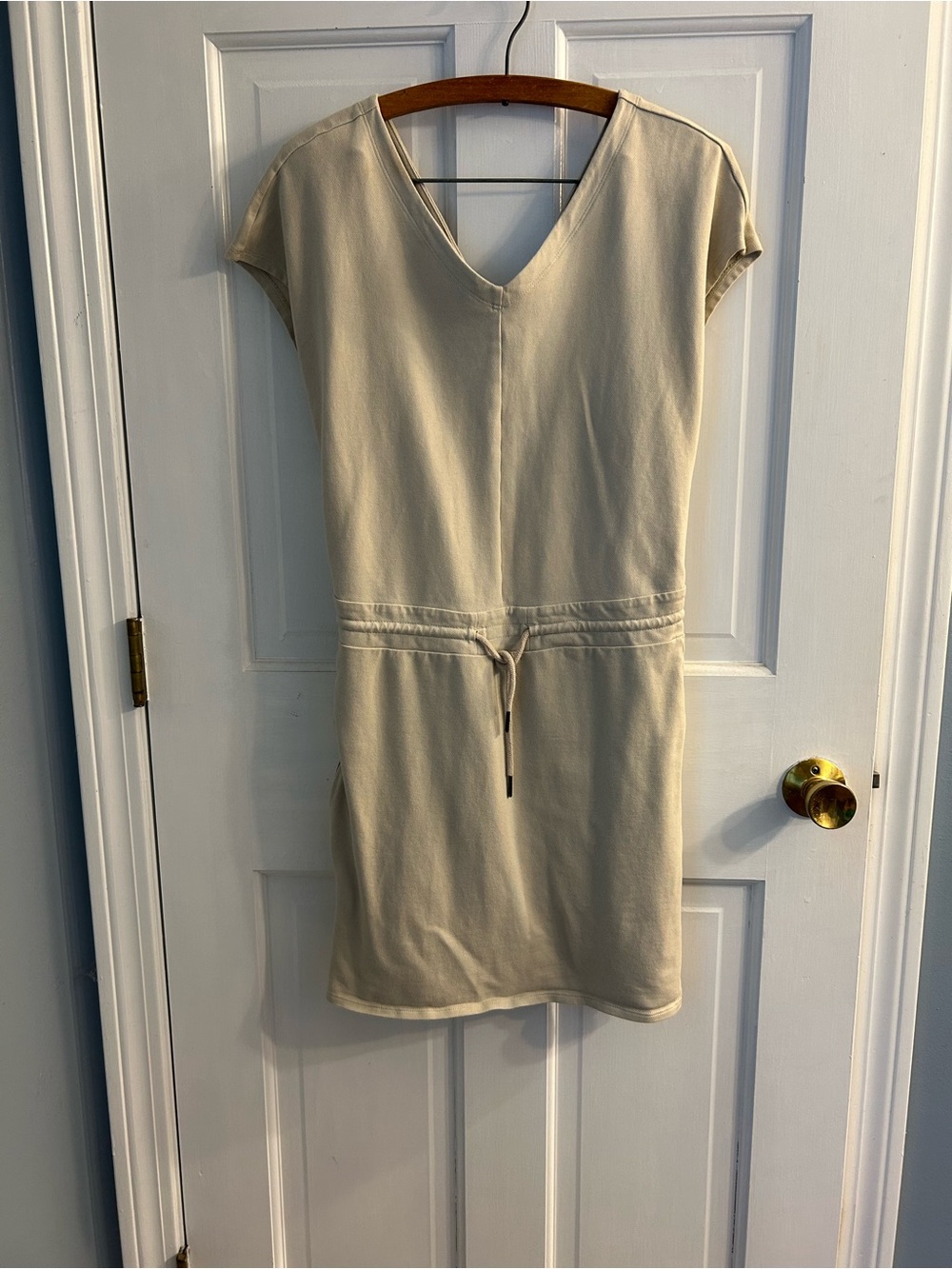 Patagonia Cream V-Neck Drawstring Mini Dress